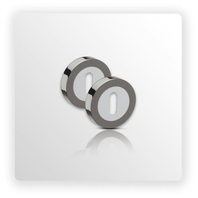 Duo Black Nickel & Polished Chrome Standard 10mm Keyhole Escutcheon Pairs