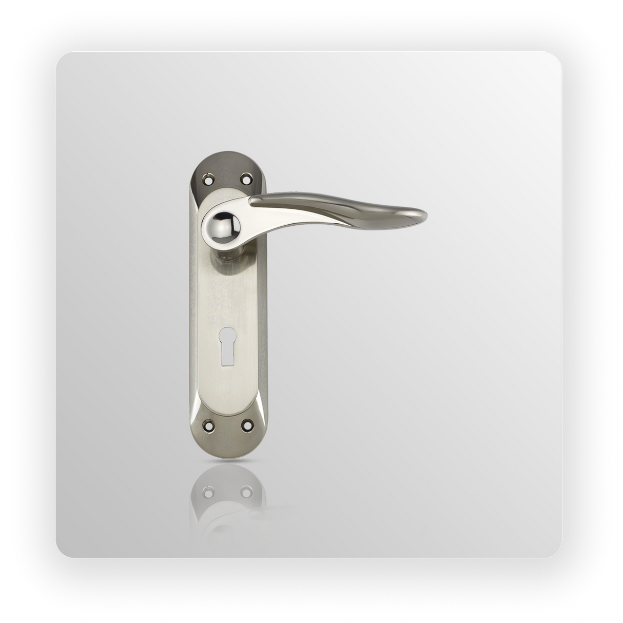 LEVER KEY LOCK ON BACK PLATE in Satin Nickel/ Polish Nickel finish