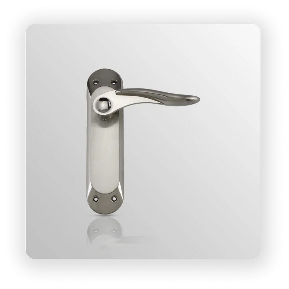 LEVER LATCH ON BACK PLATE in Satin Nickel/ Polish Nickel finish