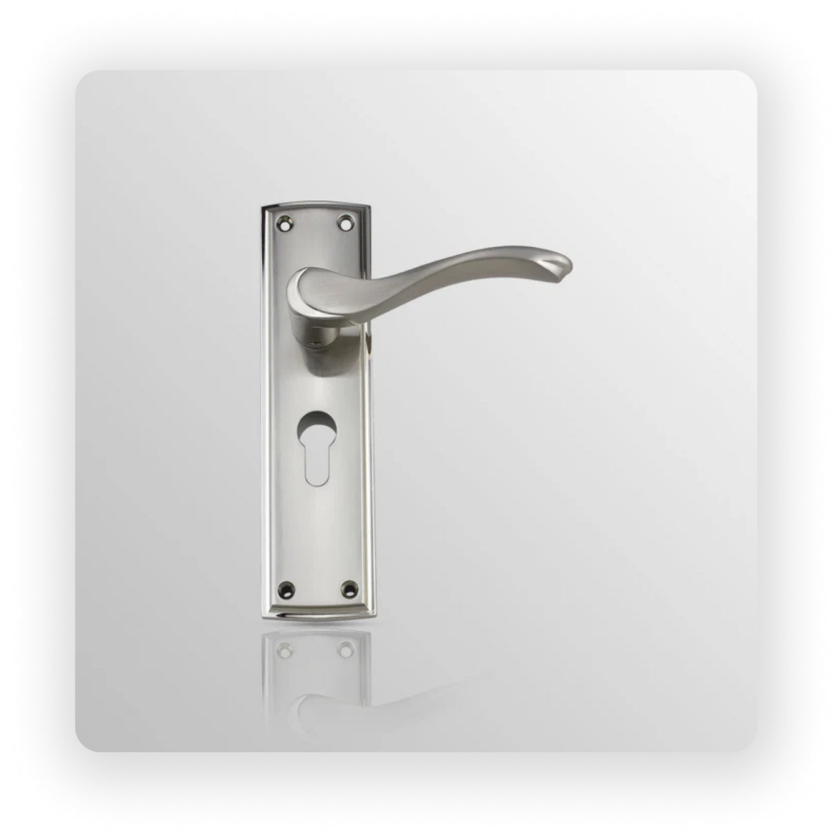 LEVER LATCH ON BACK PLATE in Satin Nickel/ Polish Nickel finish