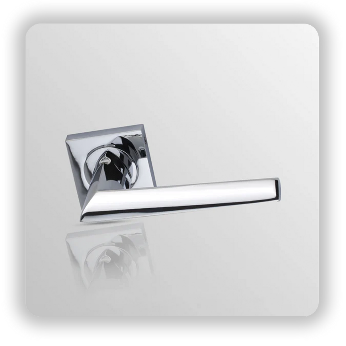 Door handle on square rose in Polish Chrome finish