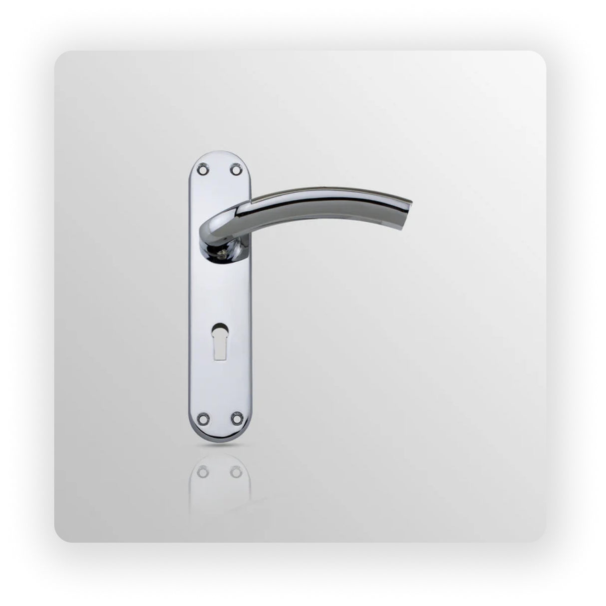 LEVER KEY LOCK ON BACK PLATE in Satin Nickel/ Polish Chrome finish