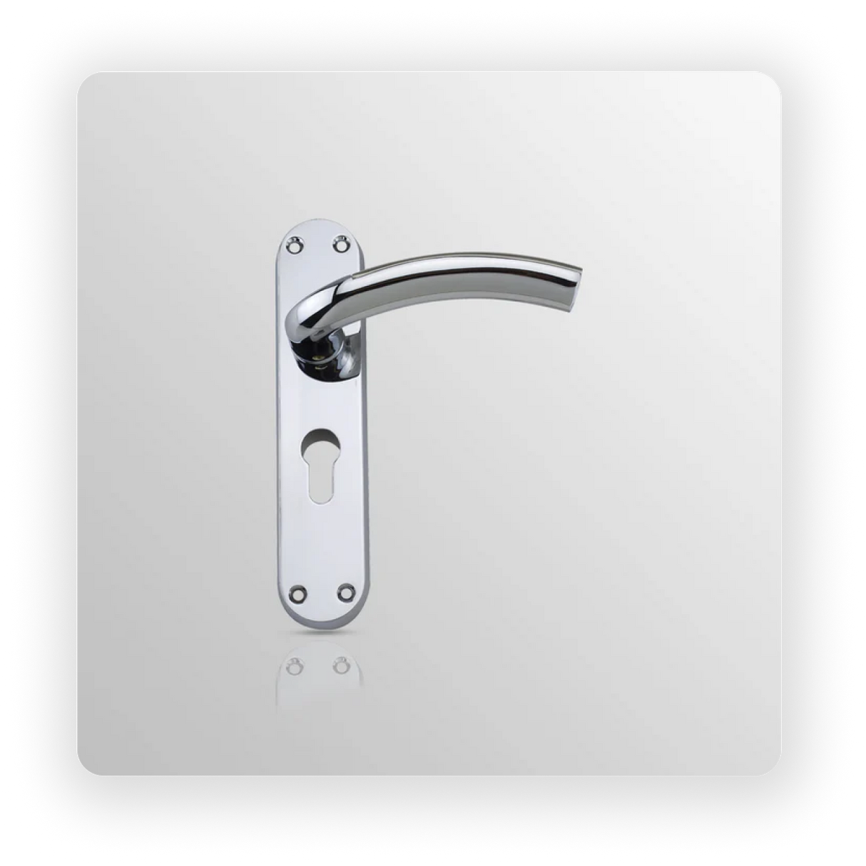 LEVER EURO LOCK ON BACK PLATE in Satin Nickel/ Polish Chrome finish