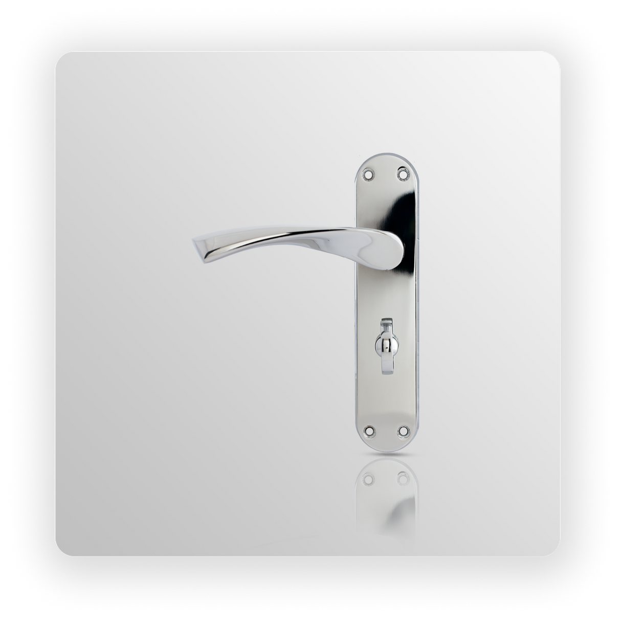 LEVER BATHROOM LOCK ON BACK PLATE in Polish Chrome finish