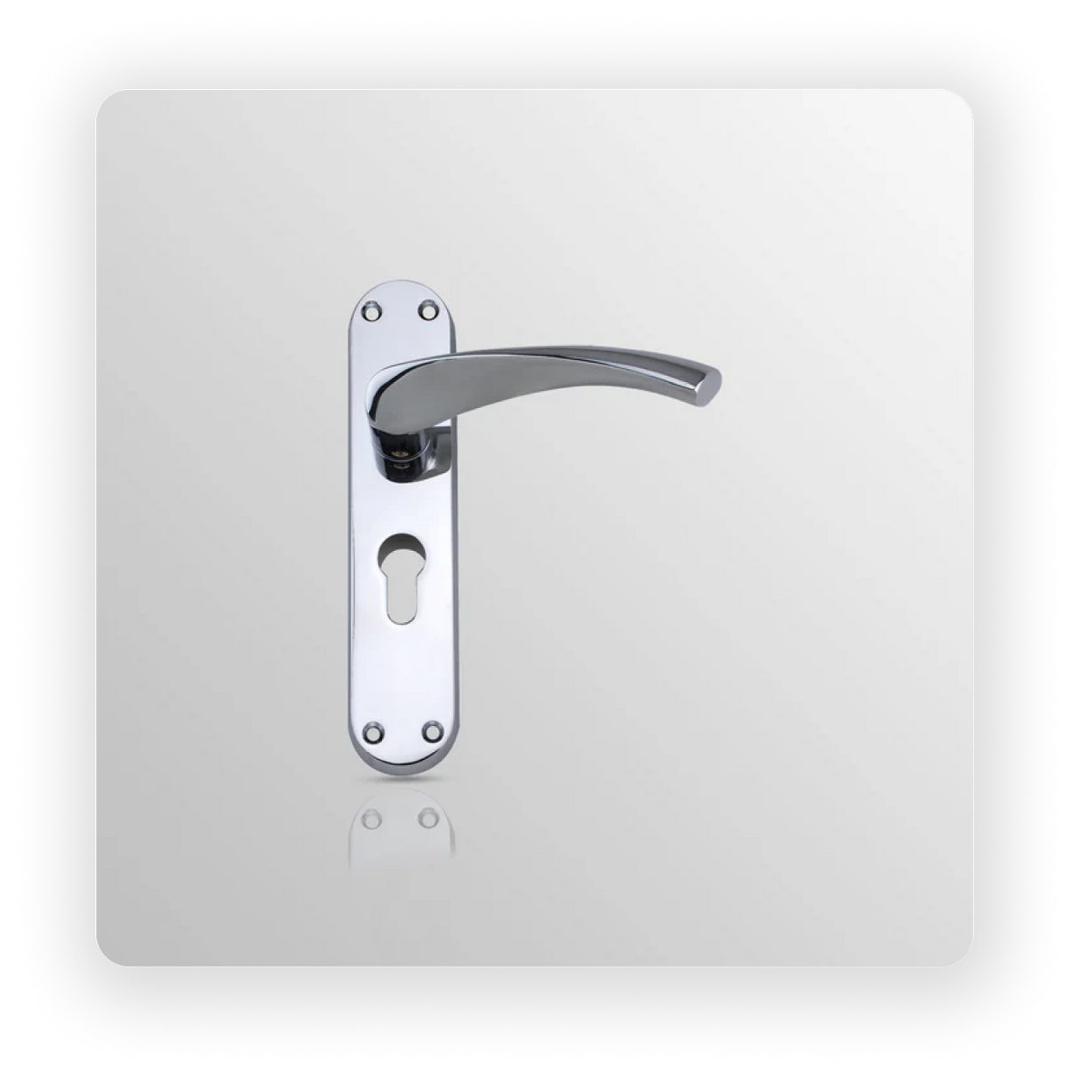 LEVER EURO LOCK ON BACK PLATE in Polish Chrome finish