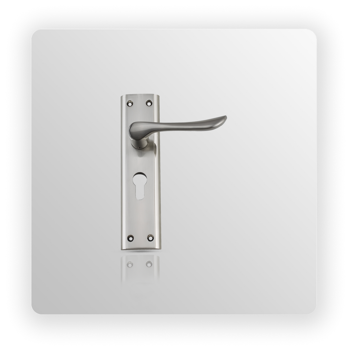 LEVER EURO LOCK ON BACK PLATE in Satin Nickel/ Polish Nickel finish
