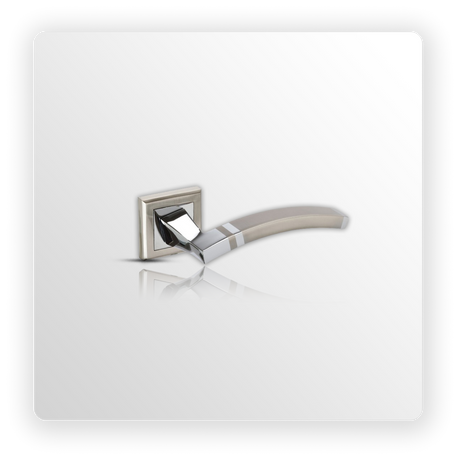 Square Rose Door Handles with Duo Chrome Finish