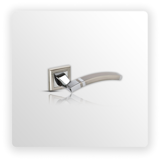 Square Rose Door Handles with Duo Chrome Finish