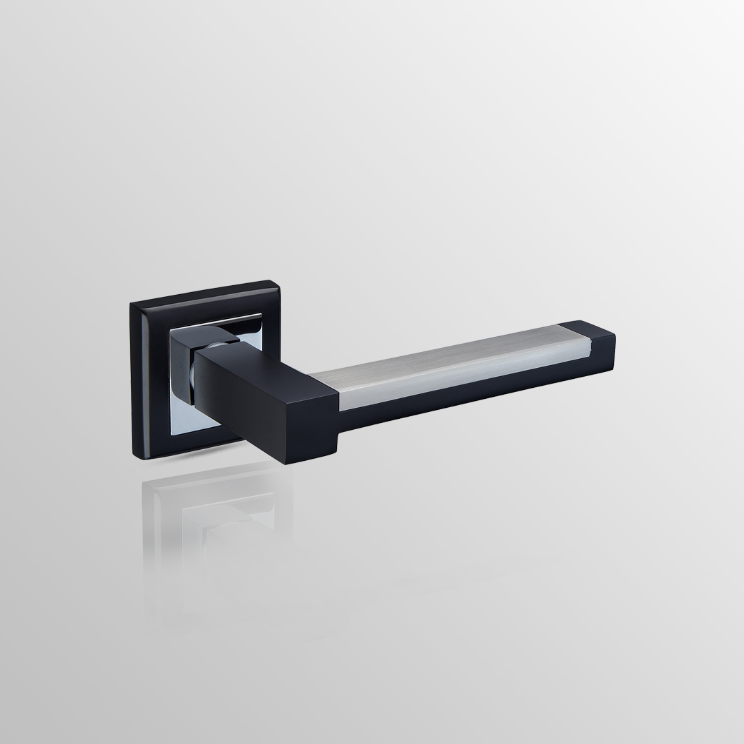 Ultra Modern Black Door Handles with Square Rose and Lever