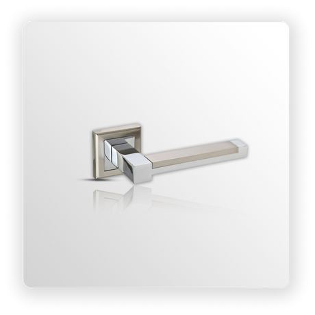 Square Rose Chrome Door Handles with Duo Finish