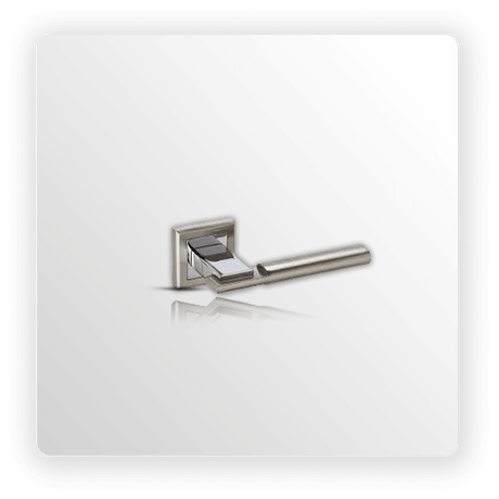 Square Rose Chrome Door Handles with Oval Lever and Duo Finish