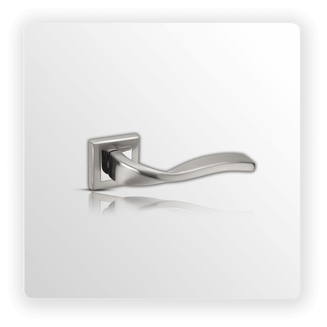 Square Door Handles with Square Rose and Duo Chrome Finish