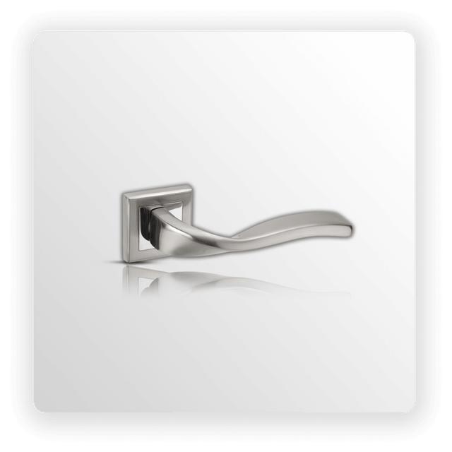Square Door Handles with Square Rose and Duo Chrome Finish