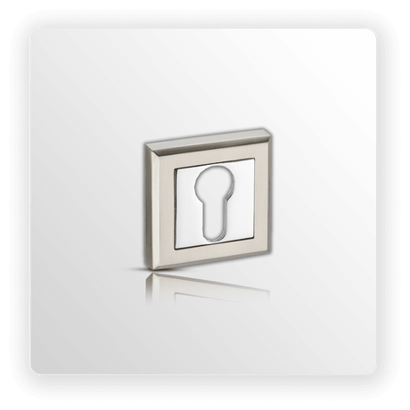 Euro Cylinder Escutcheon Pair with Square Rose in Dual Chrome