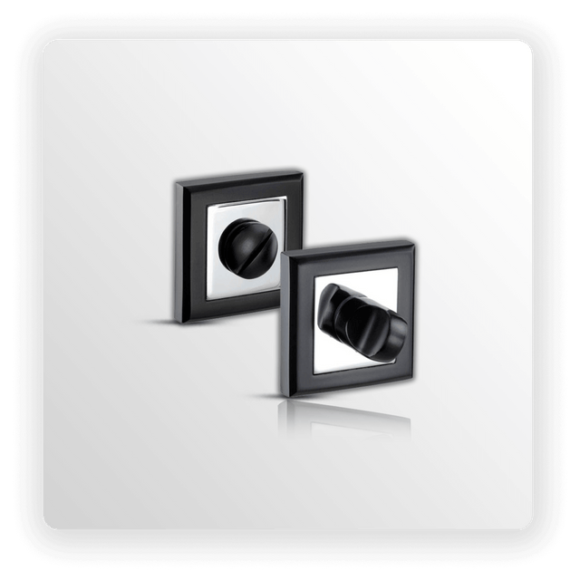 Square Bathroom Thumb Turn & Release in Black Chrome