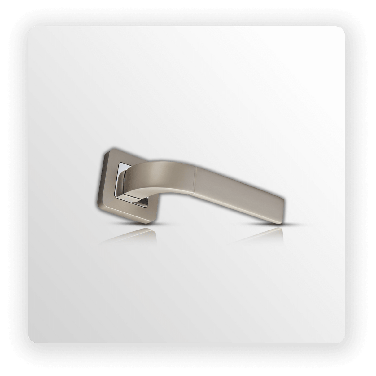 Modern Door Handles on Square Rose with Duo Satin Chrome Finish