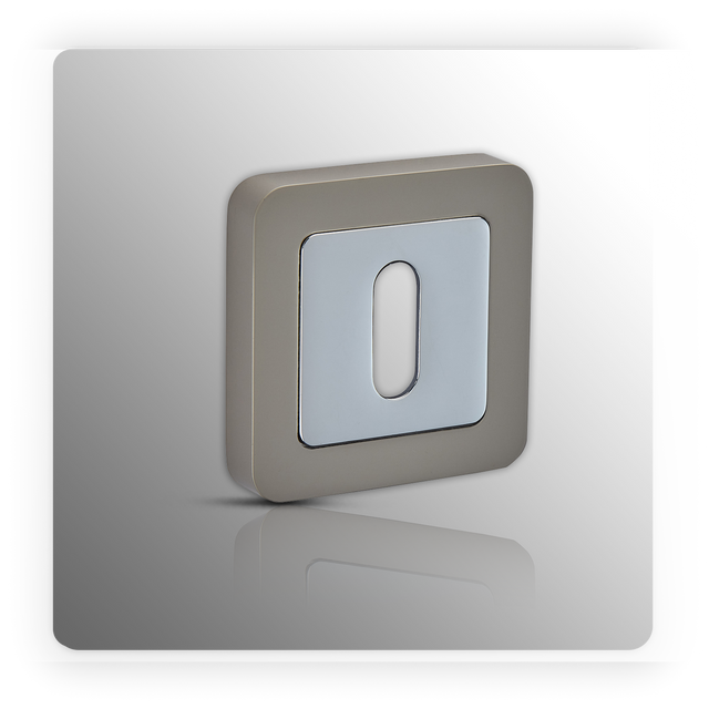 Square Escutcheon Pair with Duo Satin Chrome Finish