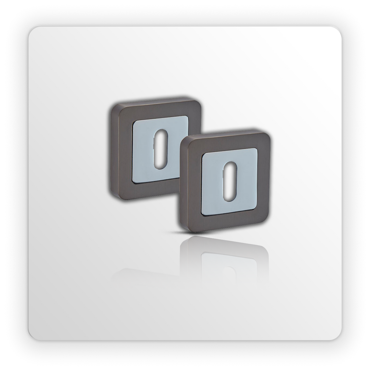 Square Keyhole Escutcheon Pair with Duo Graphite Grey Finish