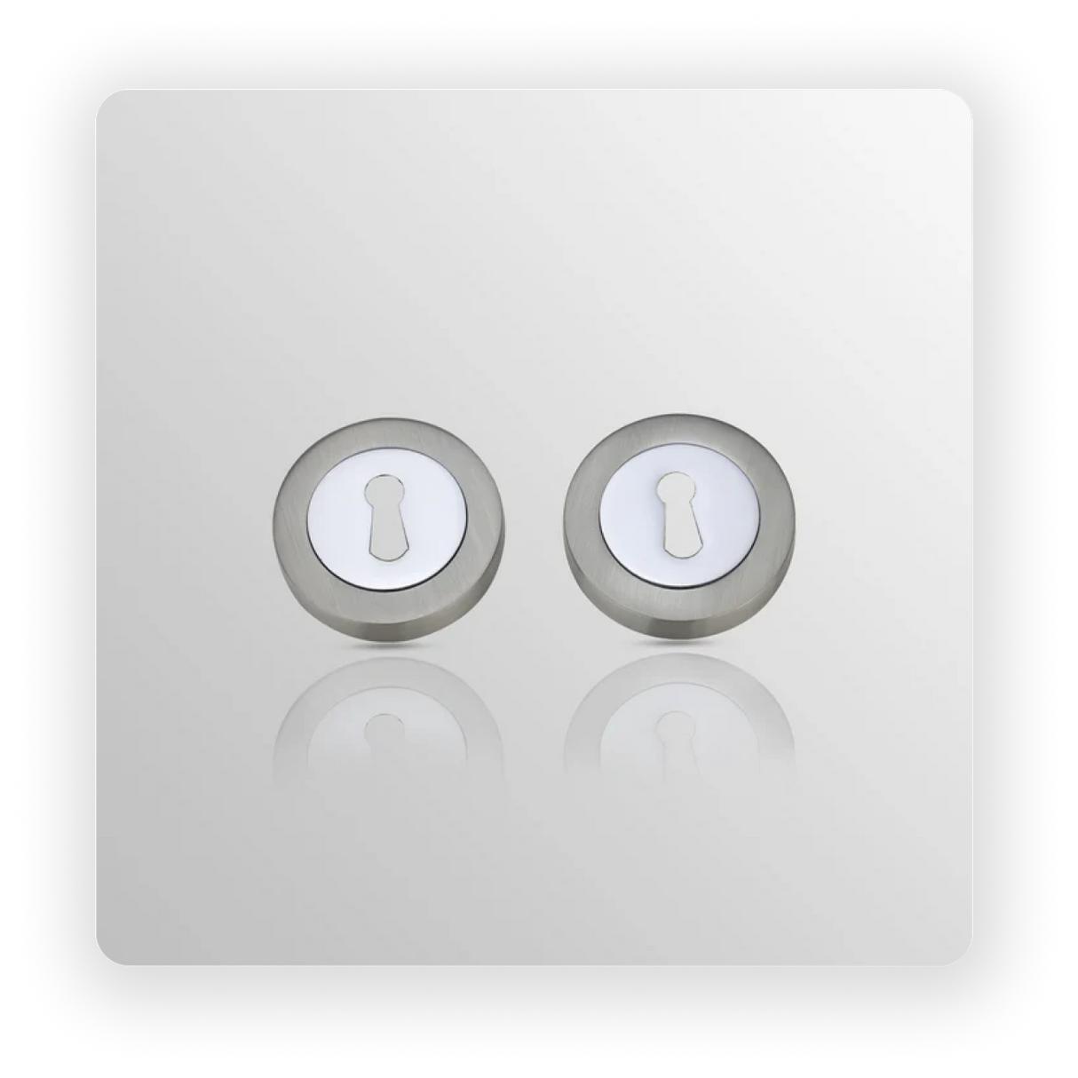 ROUND KEY ESCUCHTEON in Satin Nickle / Polish Chrome finish