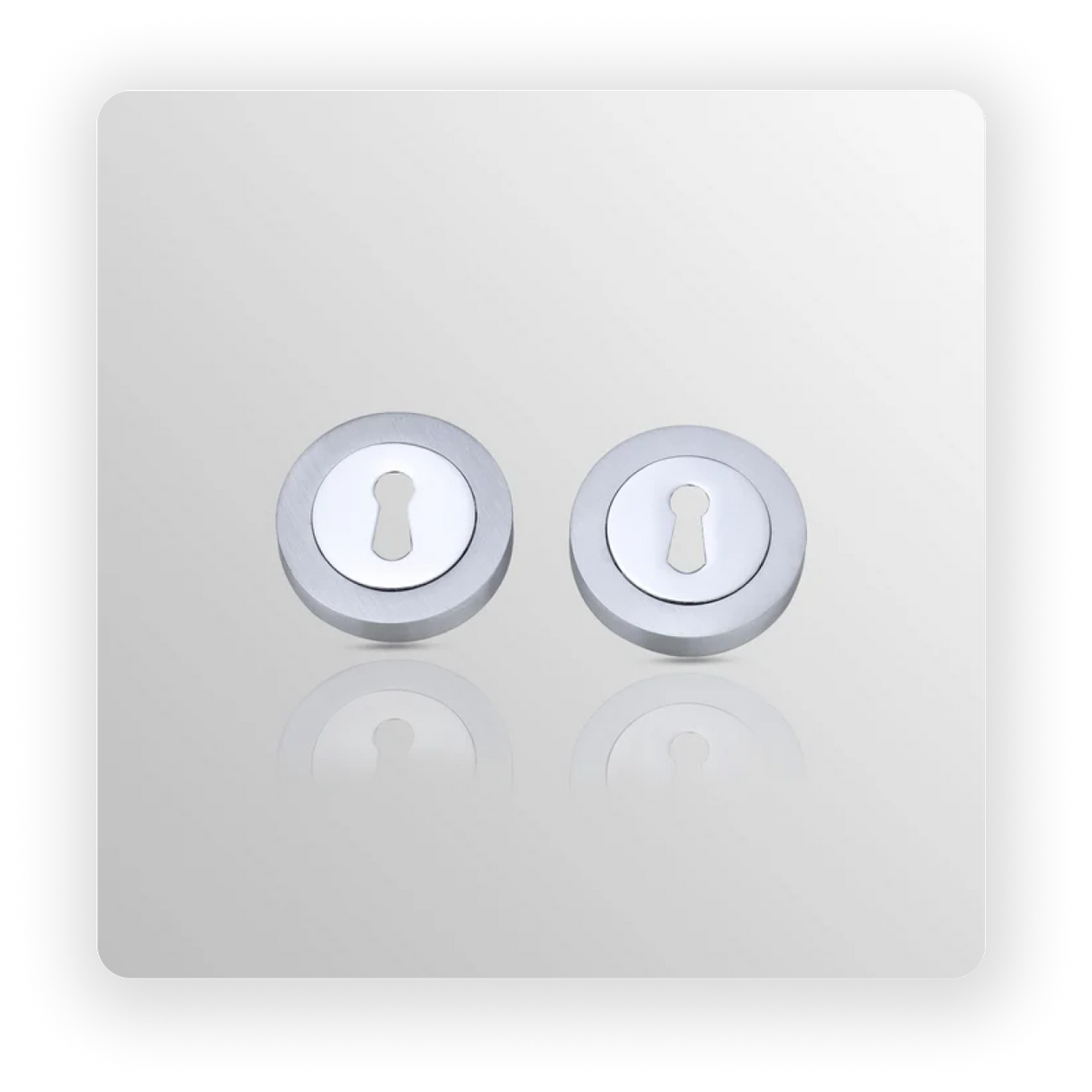 ROUND KEY ESCUCTHEON in Satin Chrome/ Polish Chrome finish