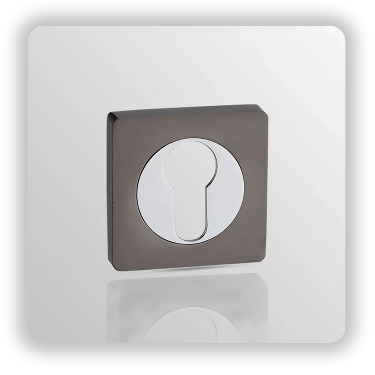 SQUARE EURO ESCUCTHEON in Black Nickle/ Polish Chrome finish