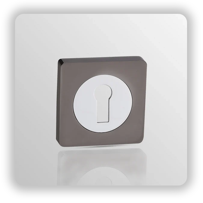 SQUARE KEY ESCUCTHEON in Black Nickle/ Polish Chrome finish