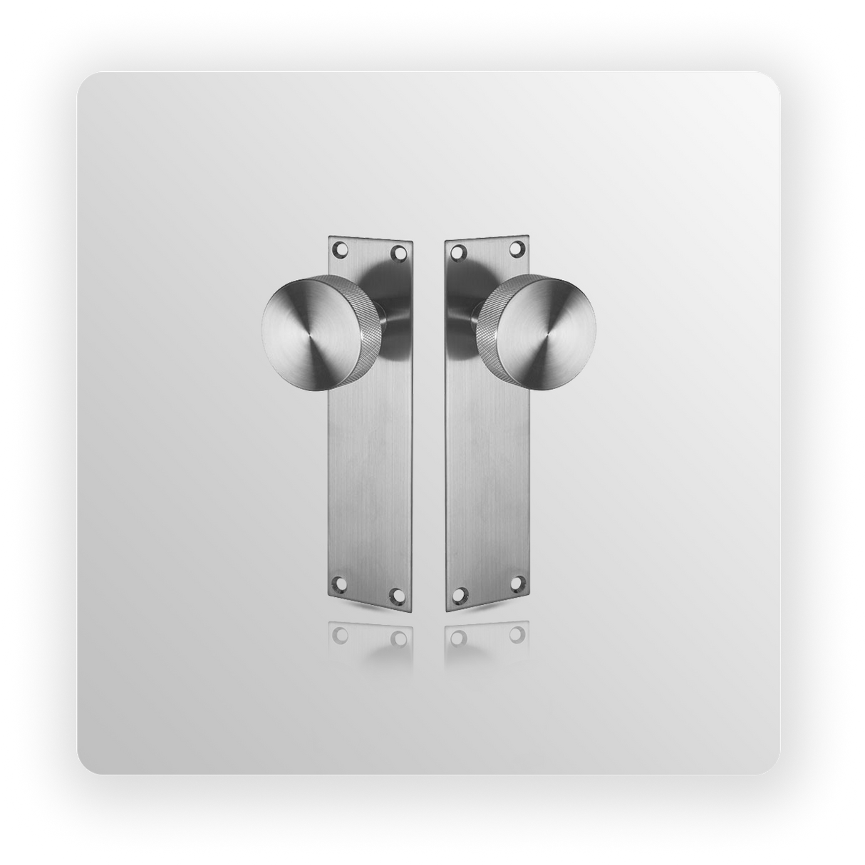 Knurled Knob on Backplate with Satin Stainless Steel Finish
