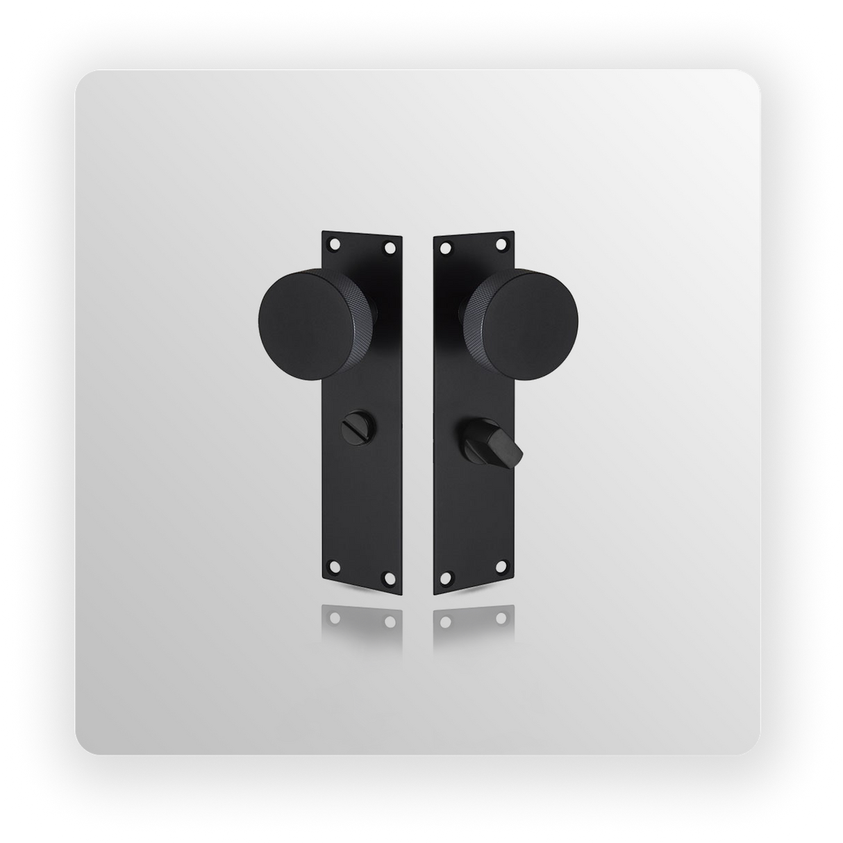 Knurled Bathroom Door Knob Backplate in Matte Black Finish