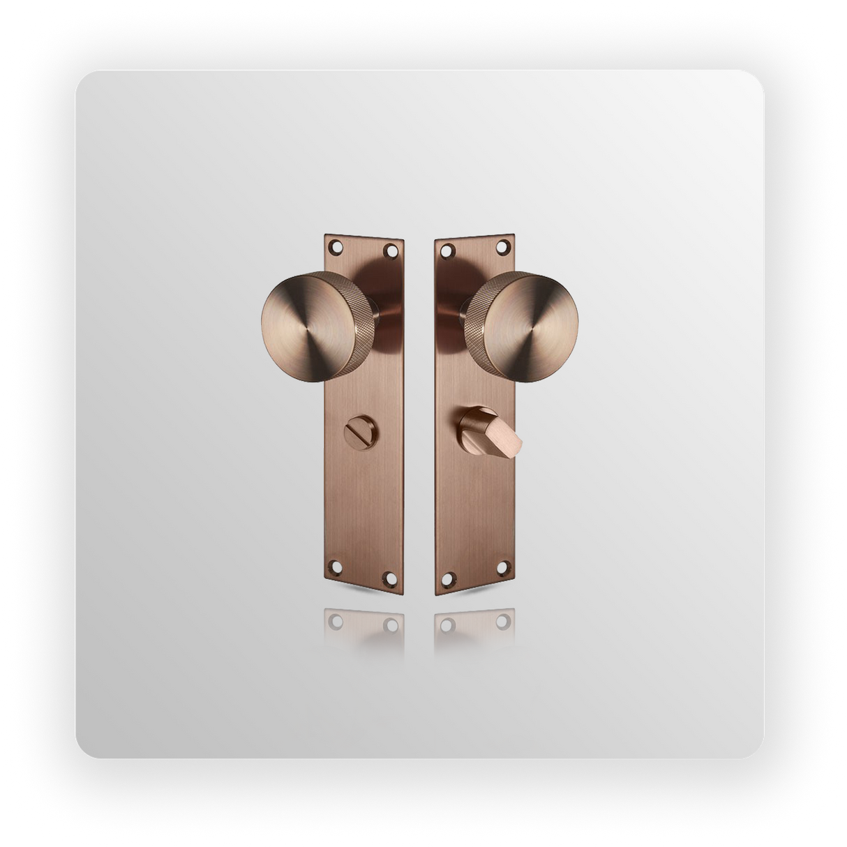 Bathroom Knurled Knob on Backplate with Copper Finish