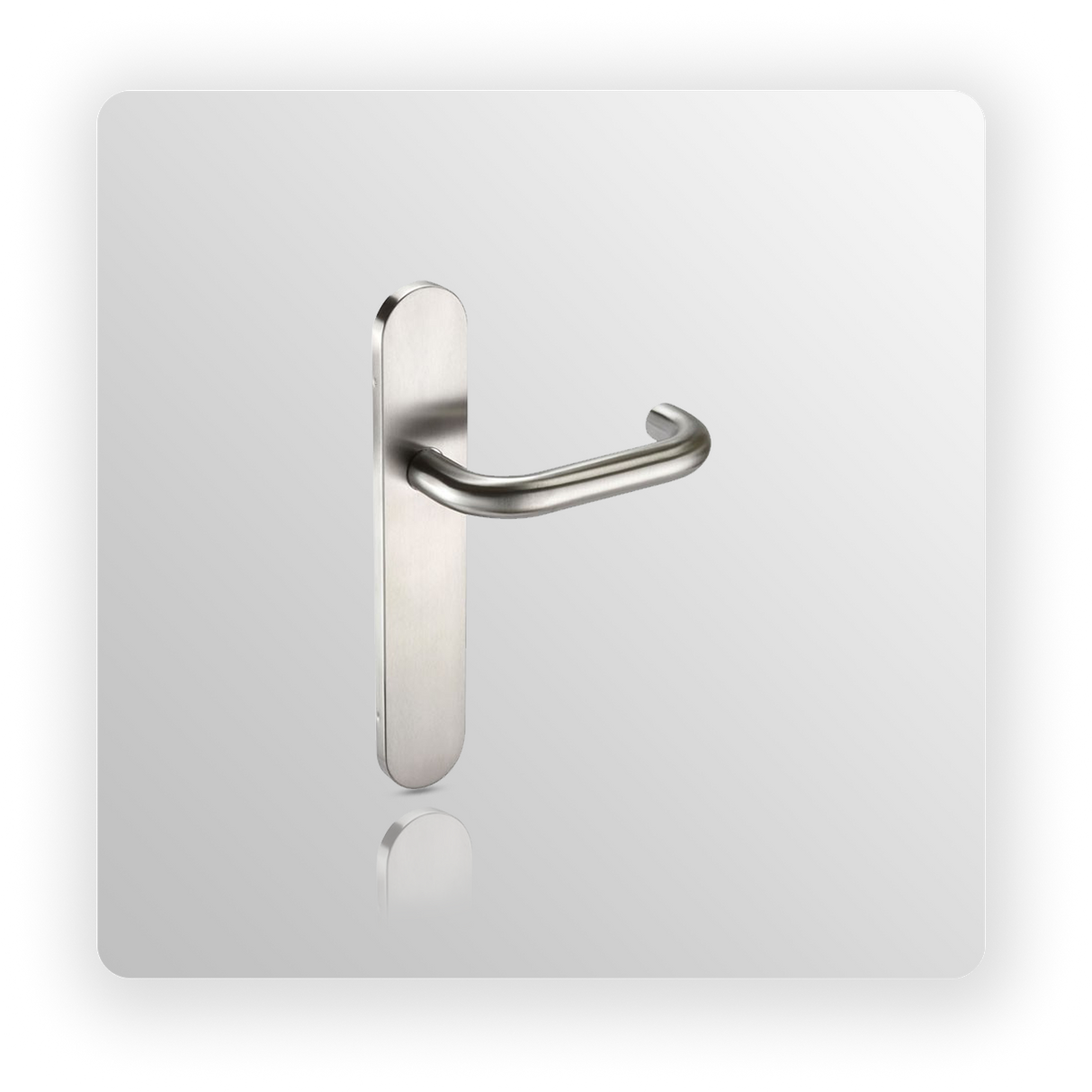 Stainless Steel Door Handles on Backplate with Radius Corners
