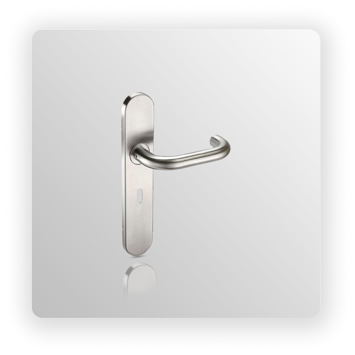 Satin Stainless Steel Door Handles with Keyhole on Backplate