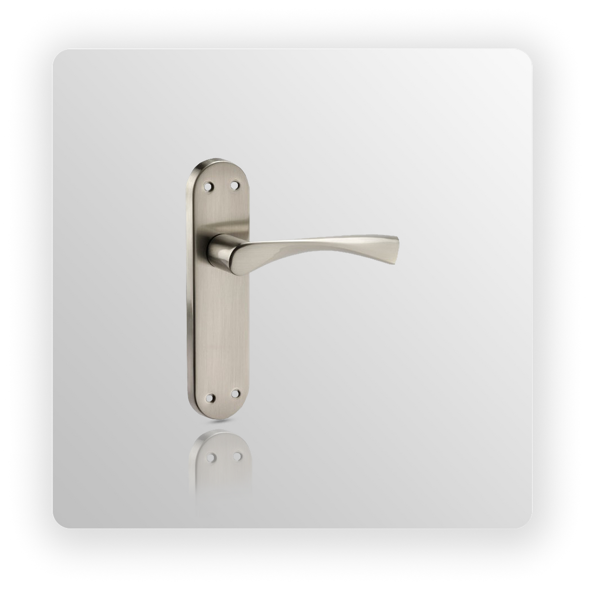 Satin Chrome Door Handles on Backplate with Radius Design