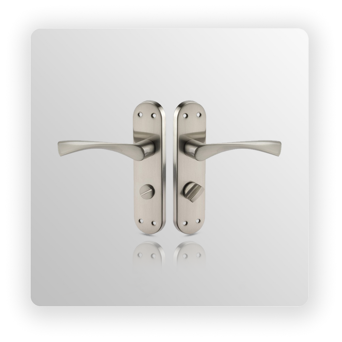 Bathroom Door Handles on Radius Backplate with Thumb Turn – Handle Master