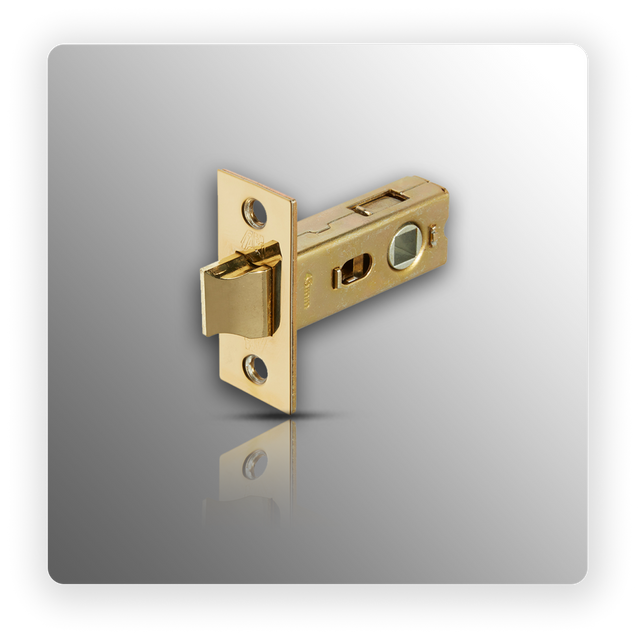 Bolt through Tubular Mortice Door Latch 63mm Polished Brass