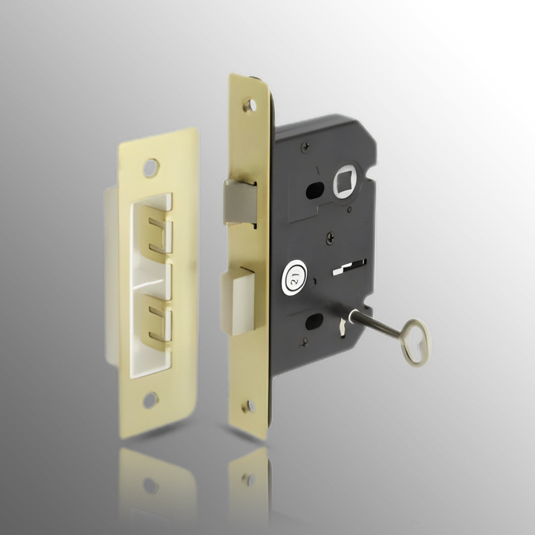 3 Lever Mortice Lock for Internal Doors 63mm / 45mm Satin Brass