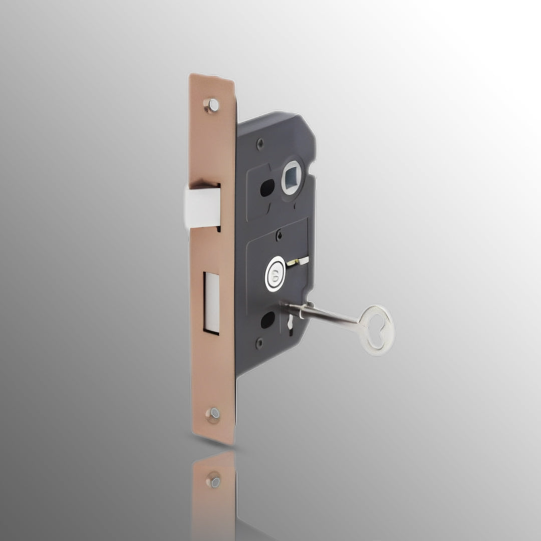 3 Lever Mortice Lock for Internal Doors 63mm / 45mm Copper