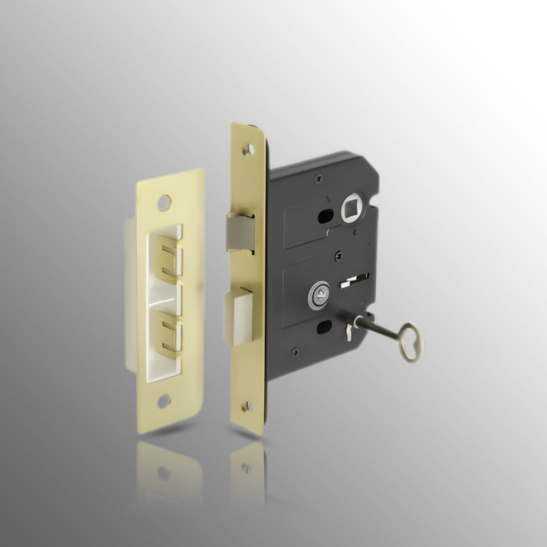 3 Lever Mortice Lock for Internal Doors 76mm / 57mm Satin Brass