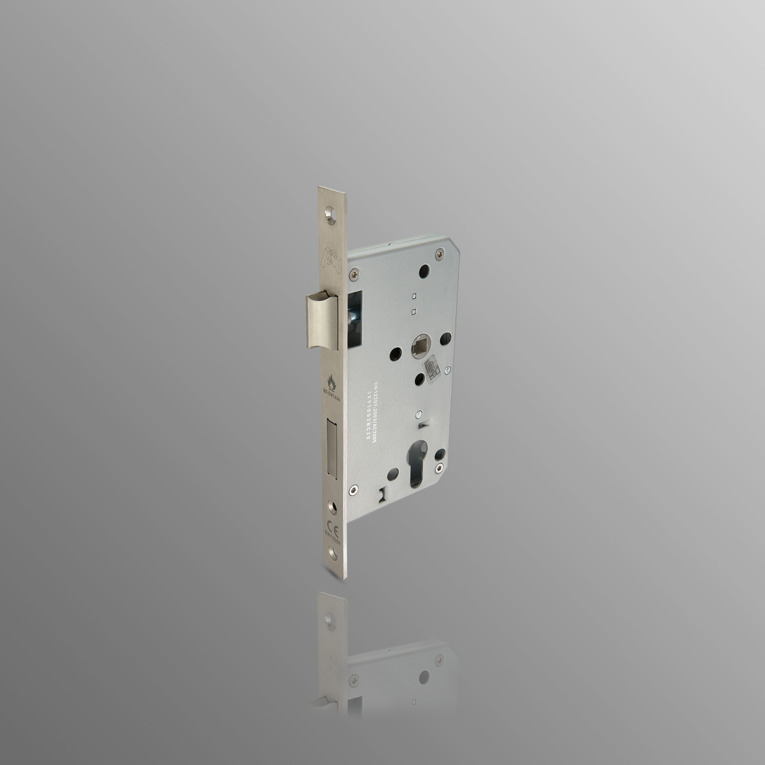 DIN standard Bathroom Mortice Lock 60mm with Satin Stainless Steel Finish