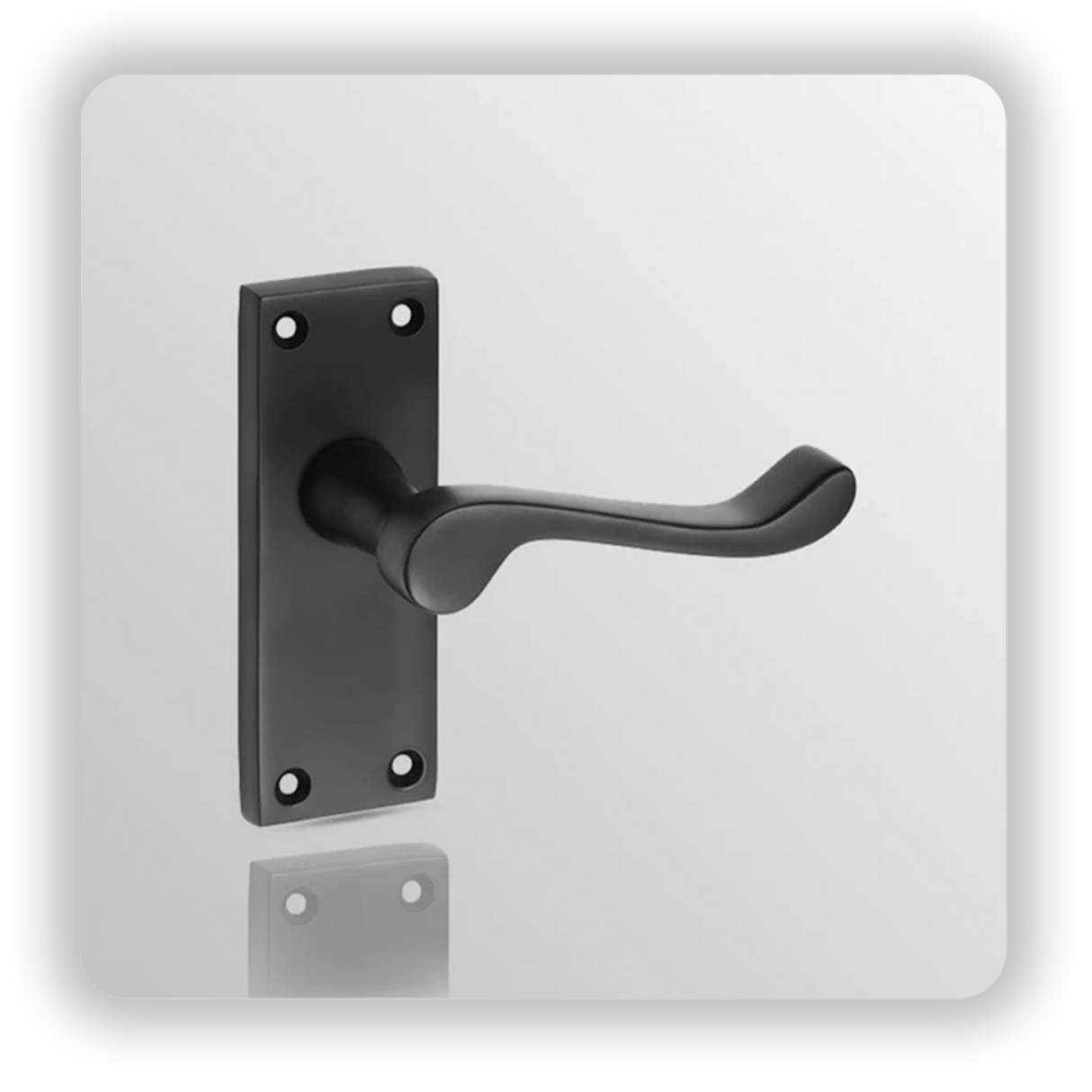 Matte Black Door Handles with Victorian Scroll Lever on Latch Backplate