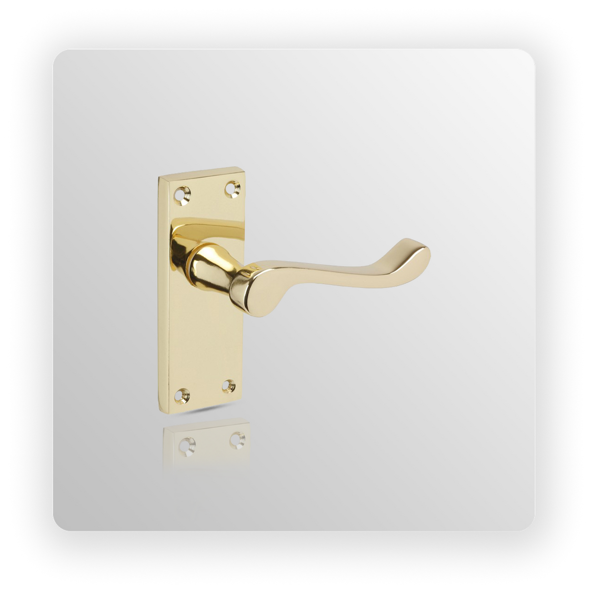 Brass Door Handles with Scroll Lever on Latch Backplate