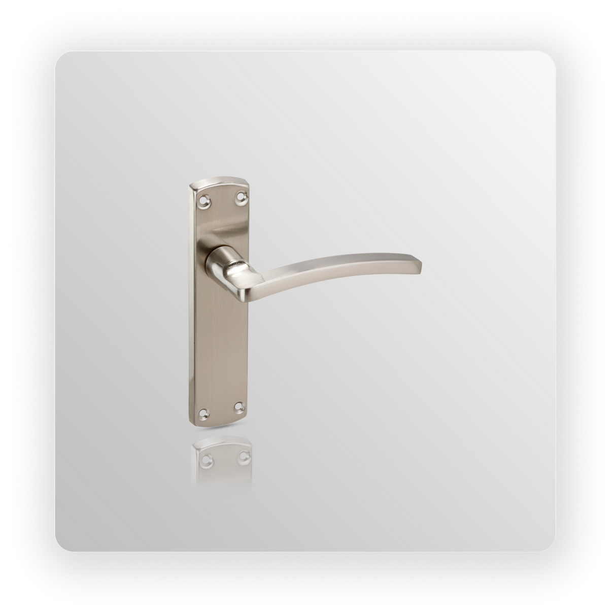 Brushed Chrome Door Handles on Backplate with Arched Lever