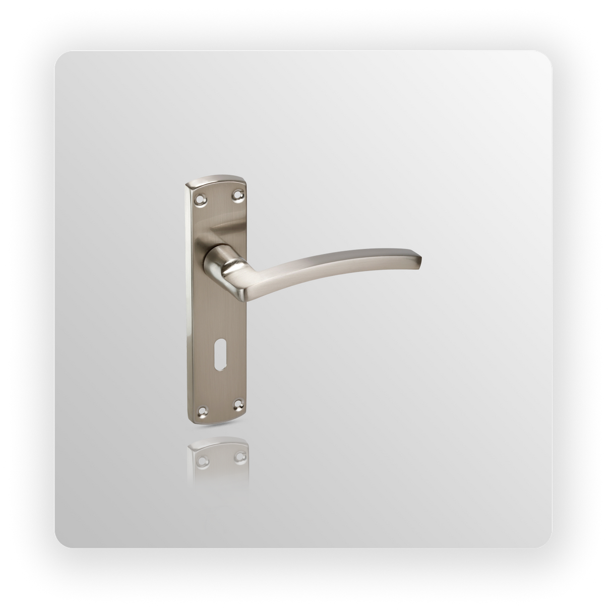 Brushed Chrome Backplate Door Handles on Lock Backplate with Arched Lever