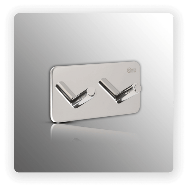 Robe Hooks with Double Hook and Polished Stainless Steel Finish
