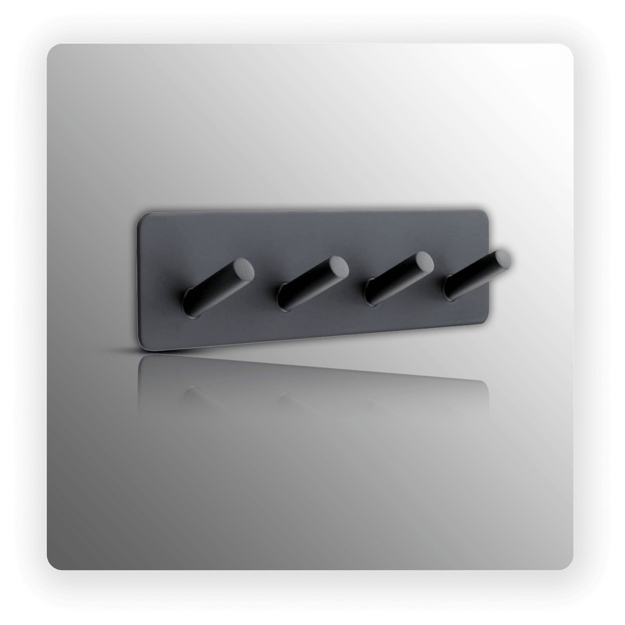 Self Adhesive Black Coat Hooks with Four Pegs