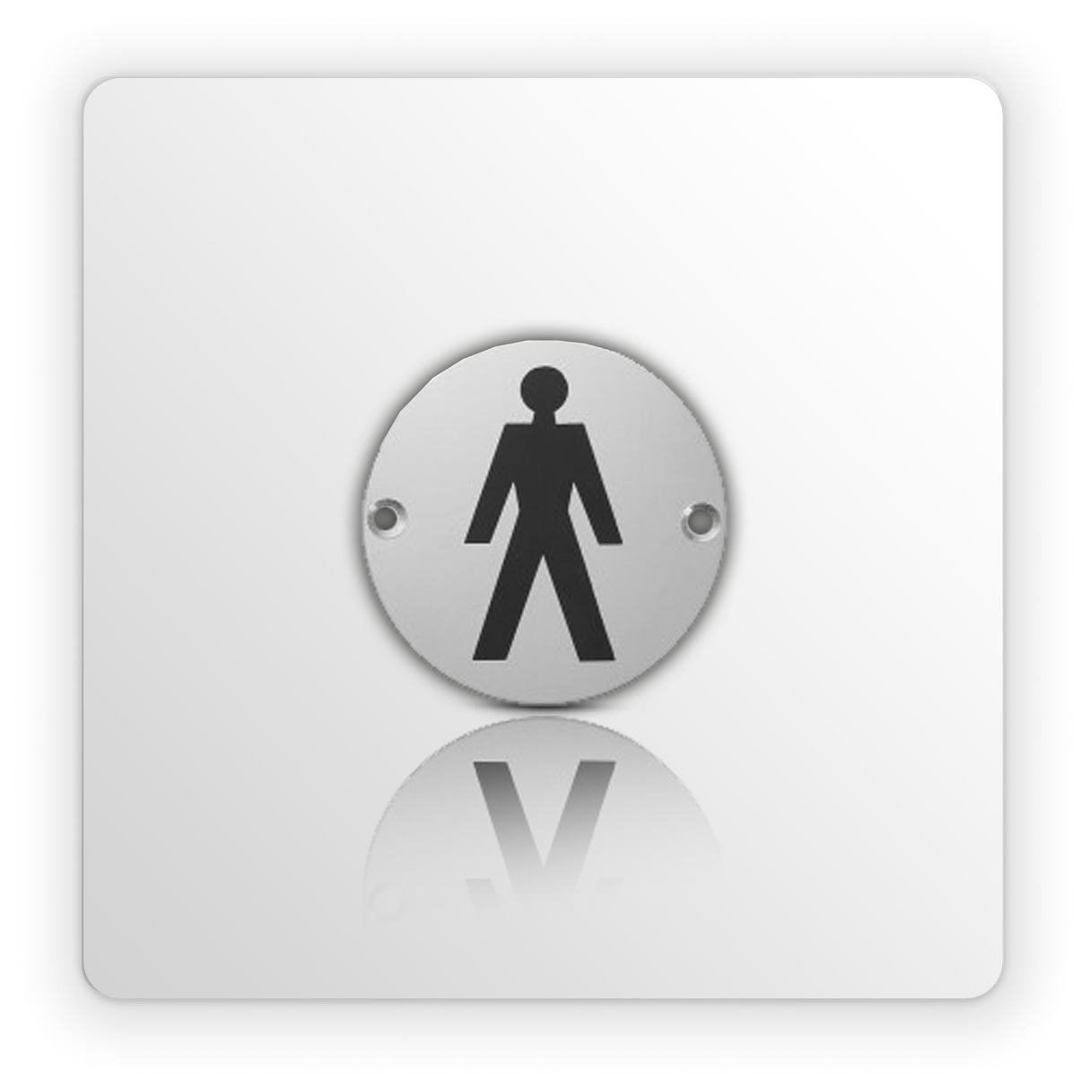 Male Toilet Sign for Toilet Doors in Polished Stainless Steel