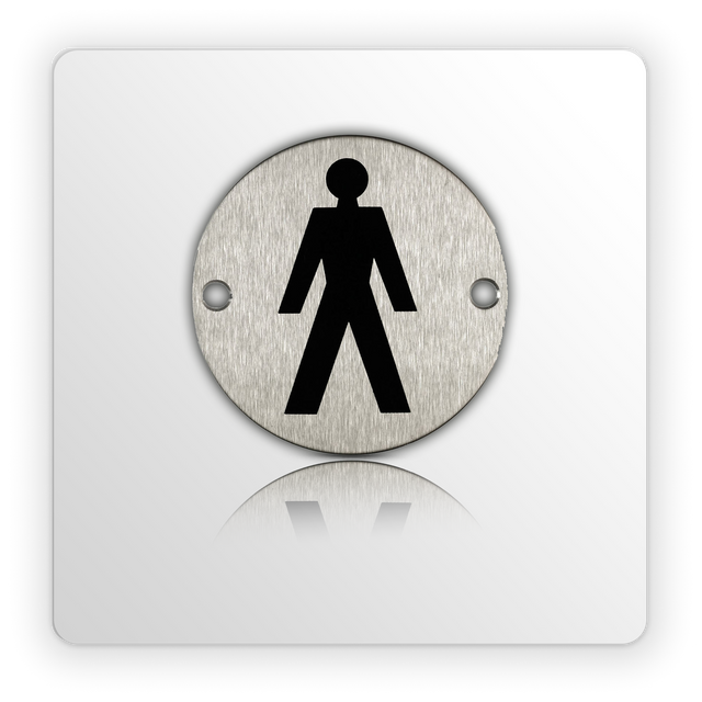 Male Toilet Sign for Toilet Doors in Brushed Stainless Steel