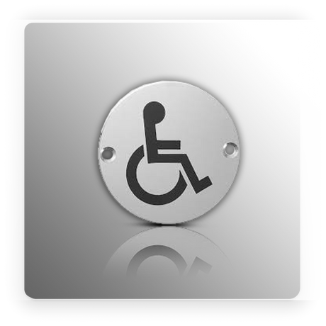 Disabled Toilet Sign for Toilet Doors in Polished Stainless Steel