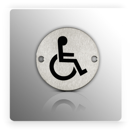 Disabled Toilet Sign for Toilet Doors in Brushed Stainless Steel