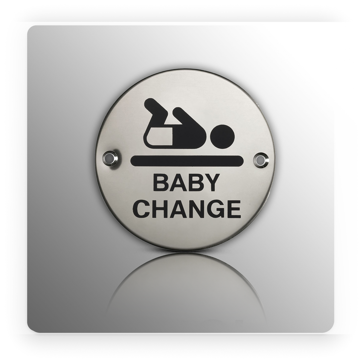 Baby Change Sign for Doors with Polished Stainless Steel Finish