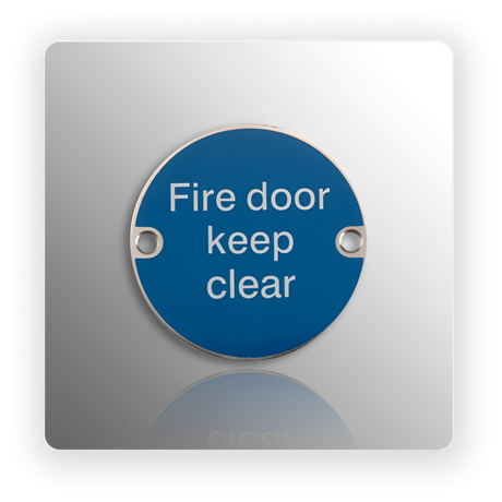 Fire Door Keep Clear Sign Satin Stainless Steel